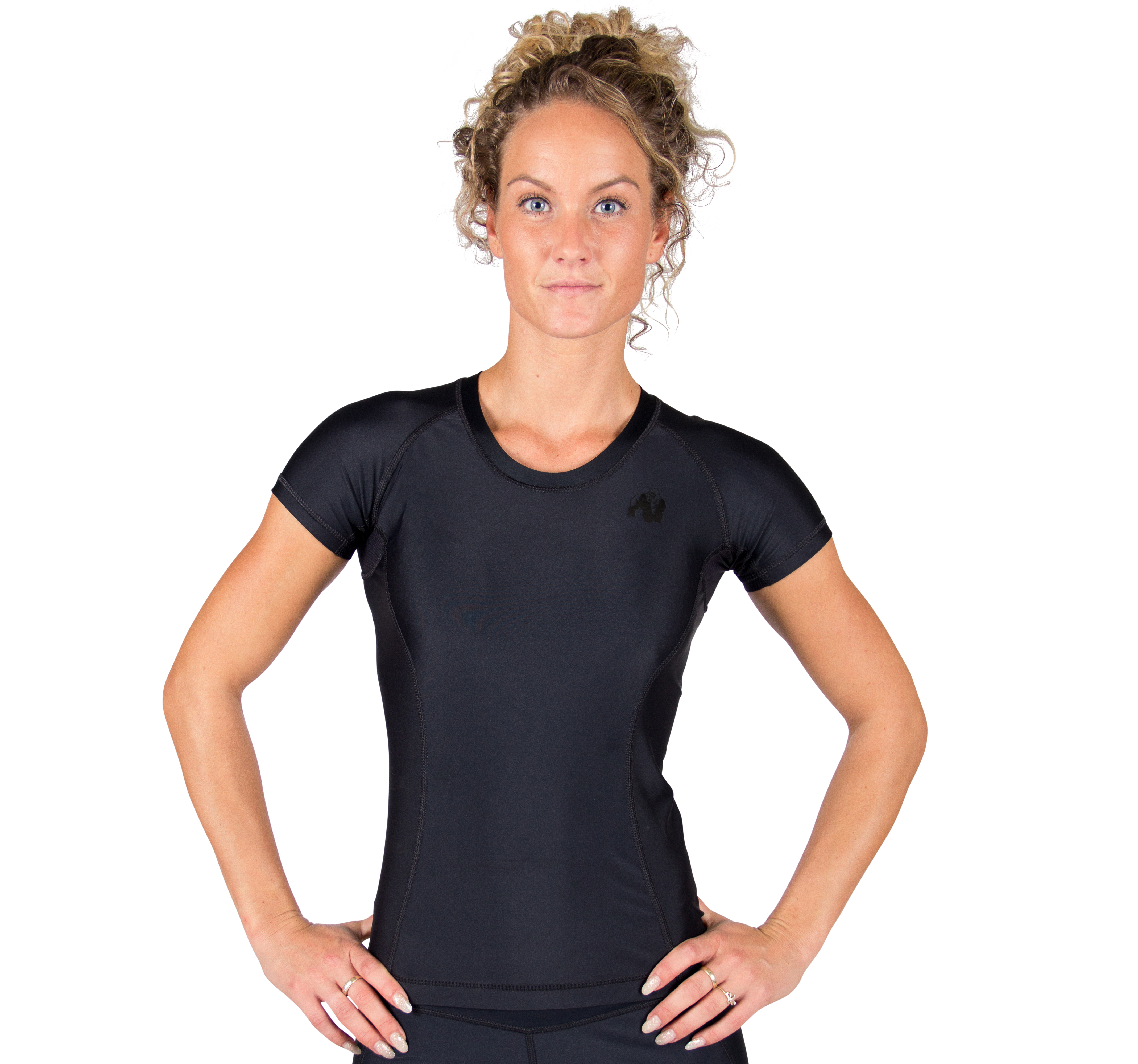 Carlin Compression Short Sleeve Top, black/black