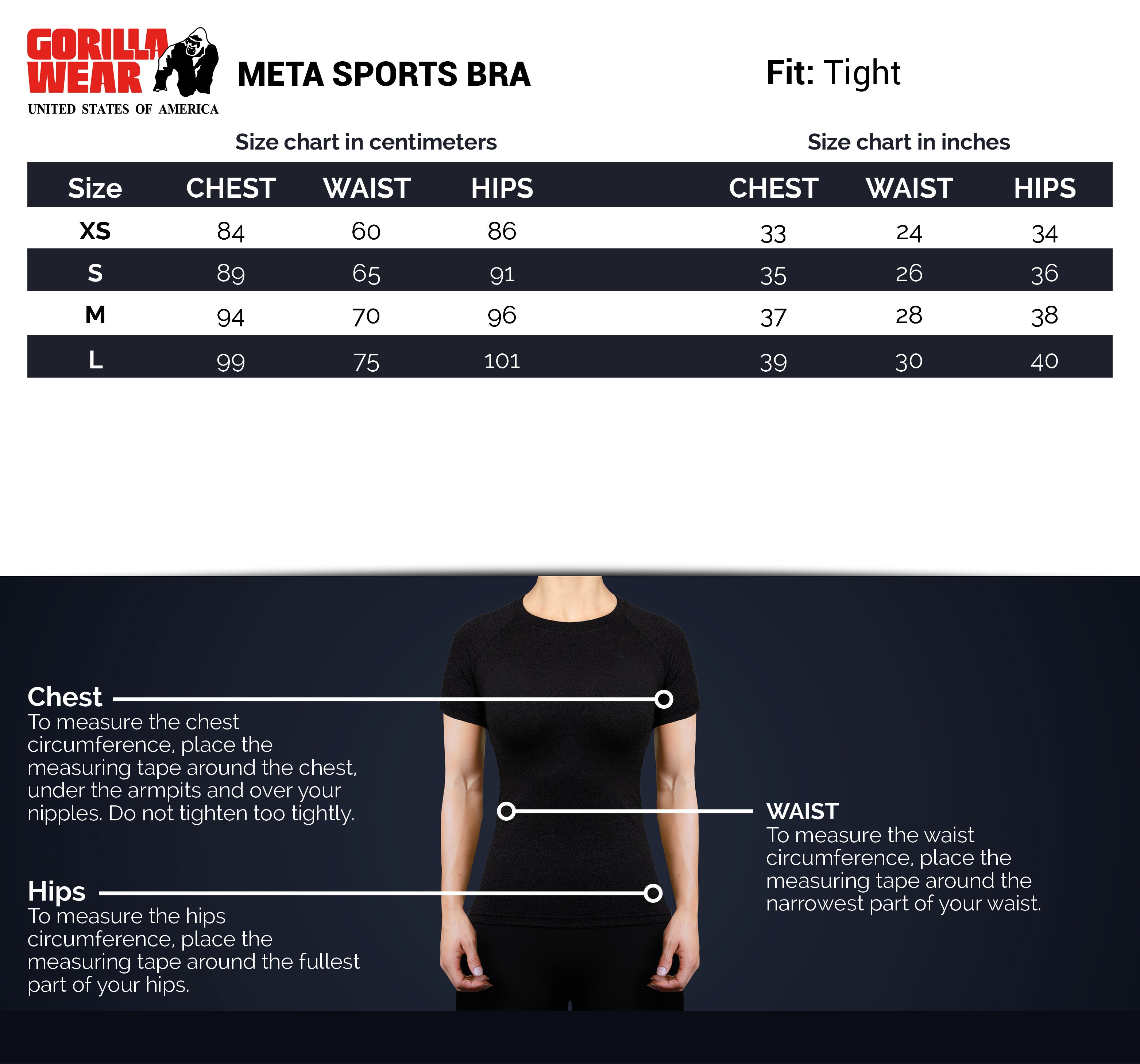 Meta Sports Bra, black