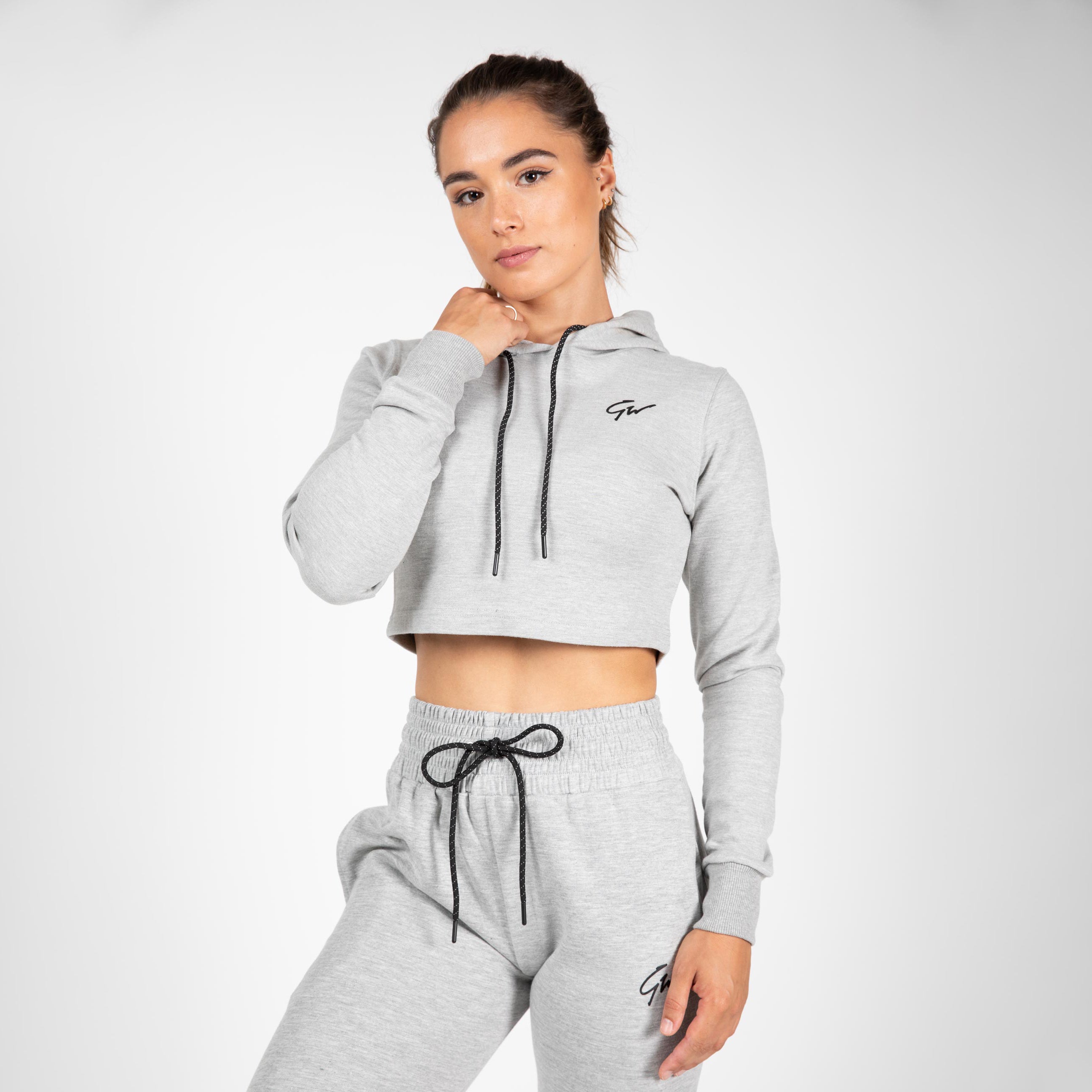 Pixley Crop Top Hoodie, grey