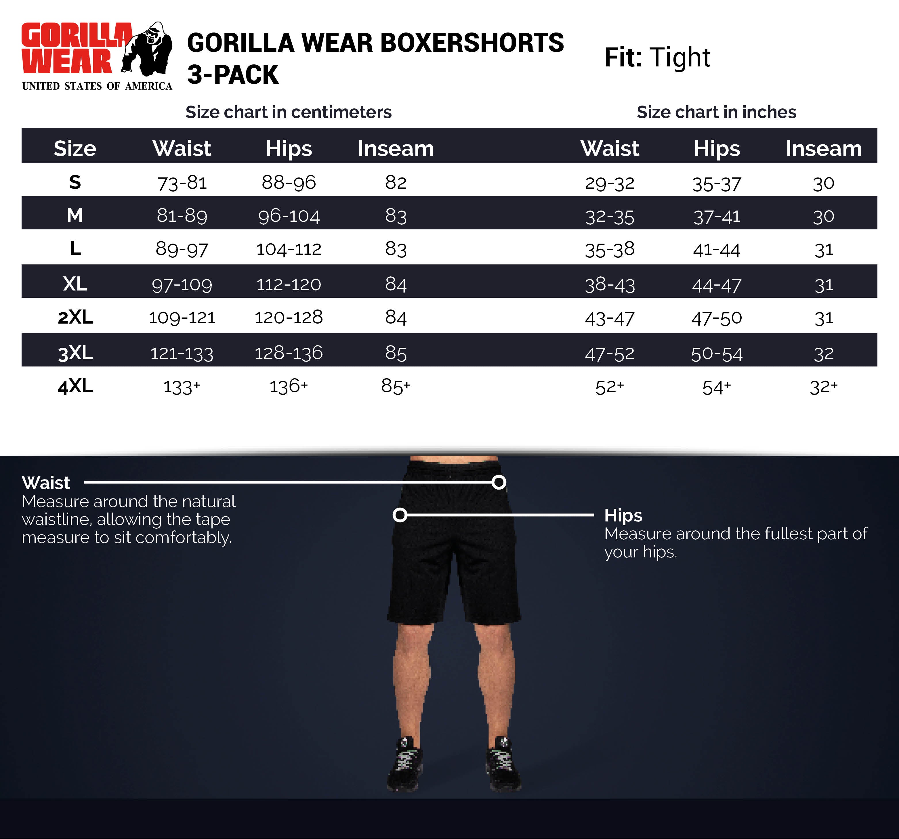 Gorilla Wear Boxershorts 3-pack, black