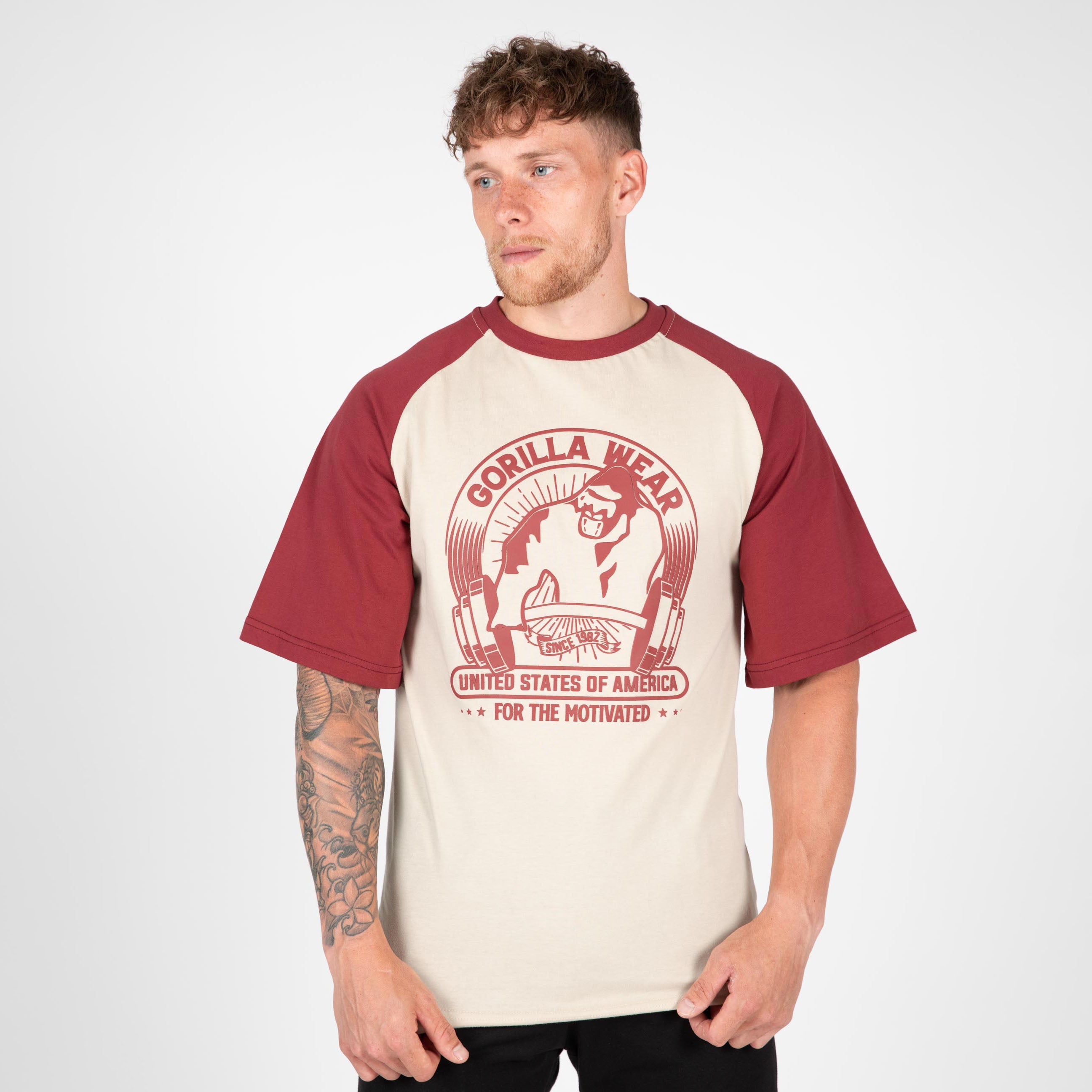 Logan Oversized T-Shirt, beige/red