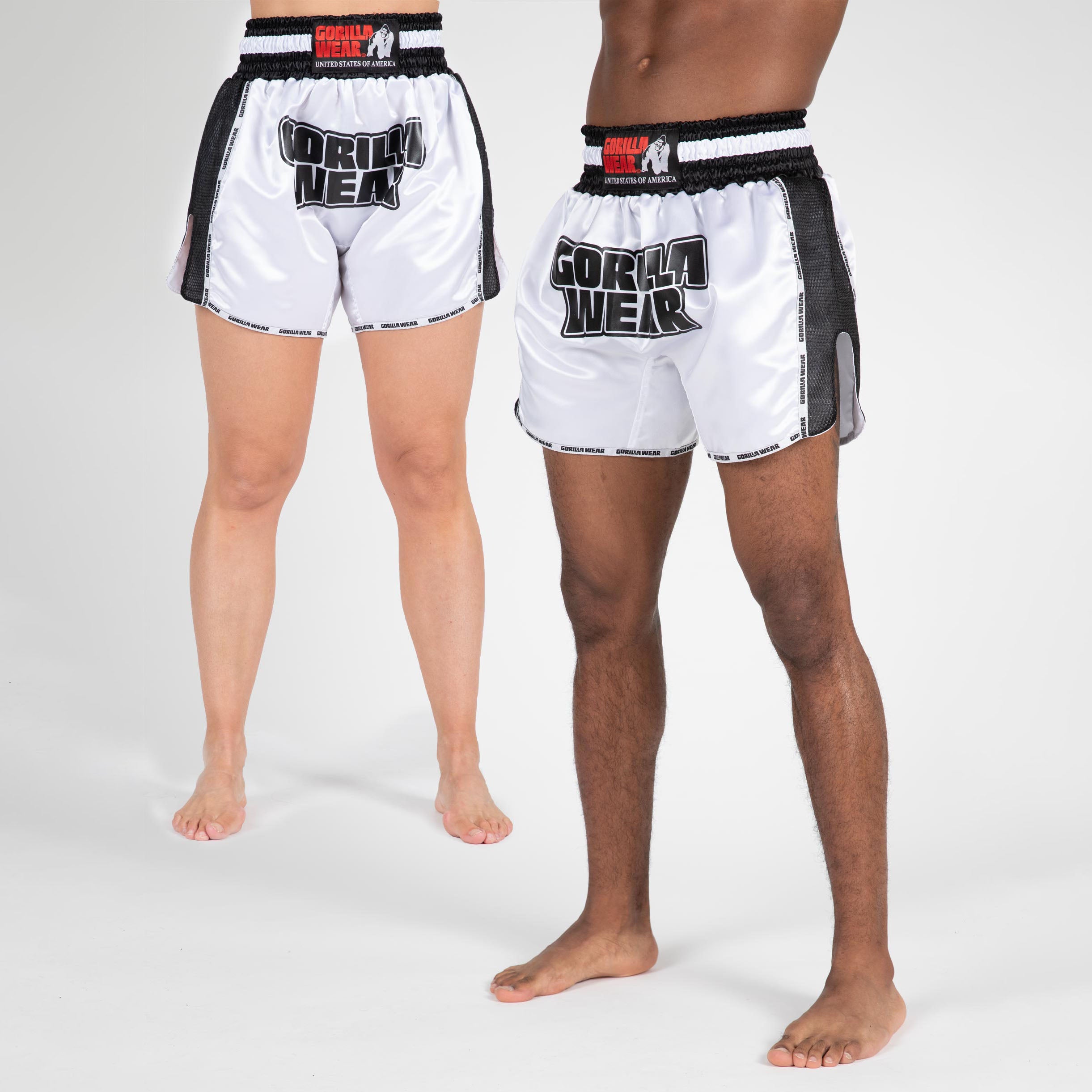 Piru Muay Thai Shorts, white/black