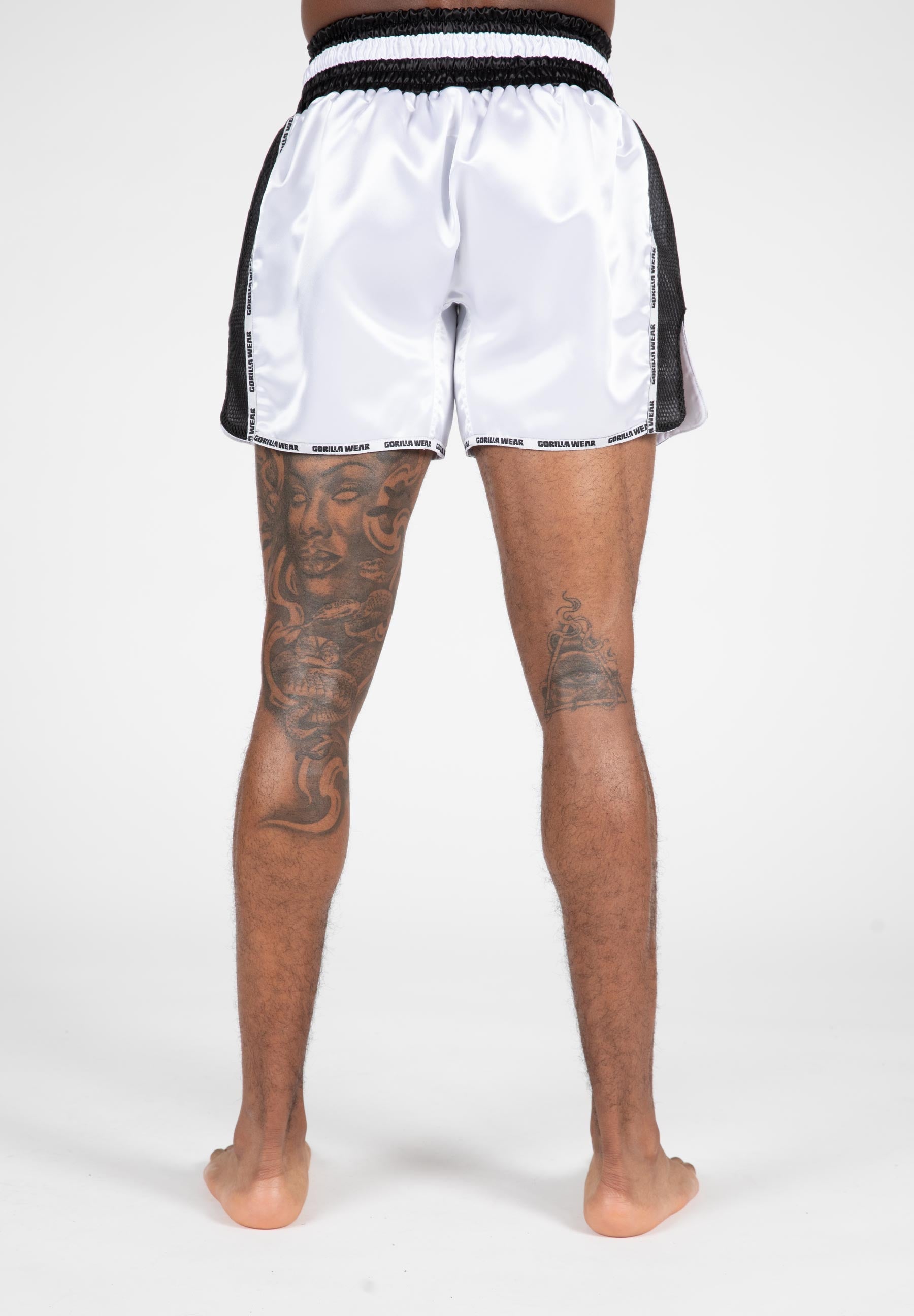 Piru Muay Thai Shorts, white/black