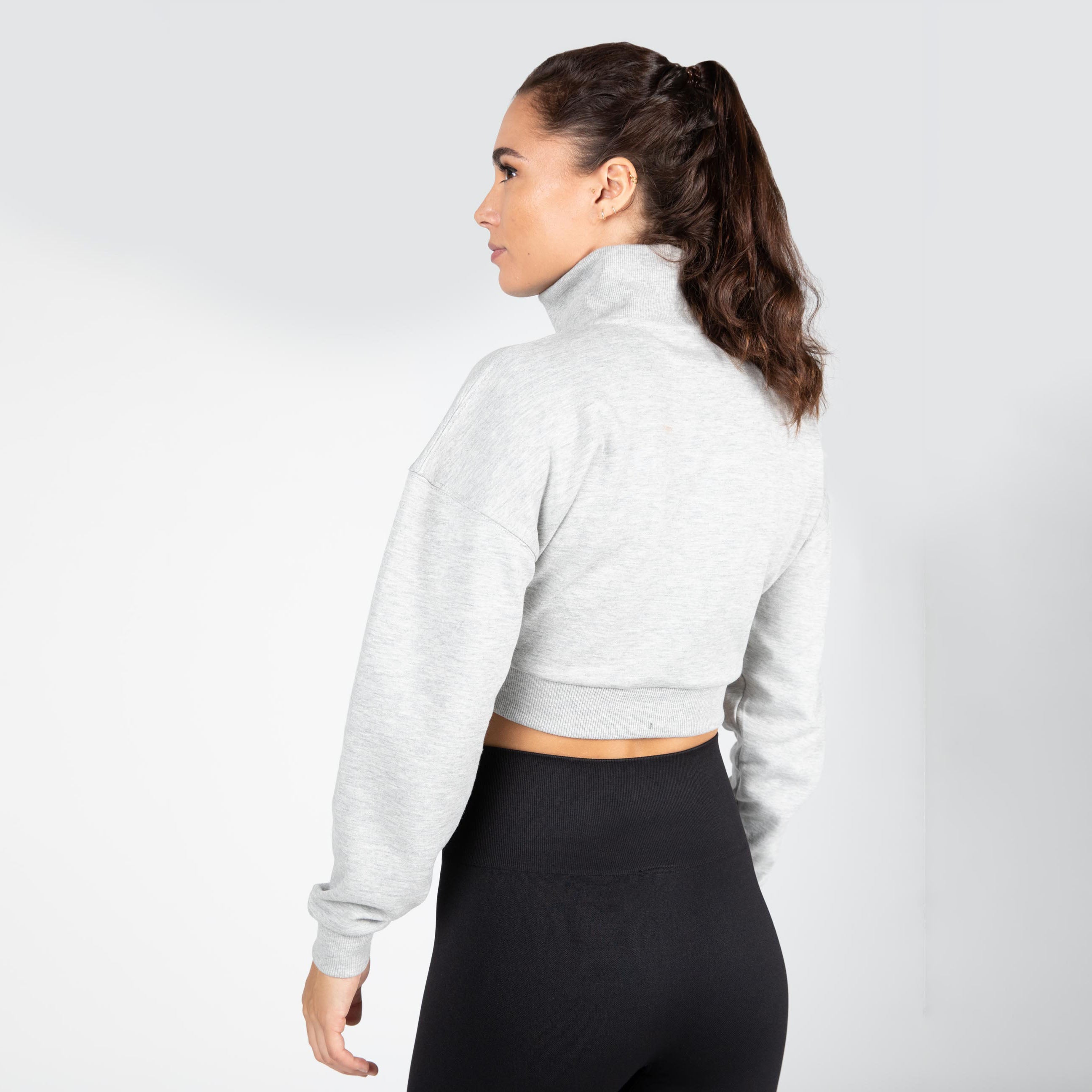 Ocala Cropped Half-Zip Sweatshirt, grey