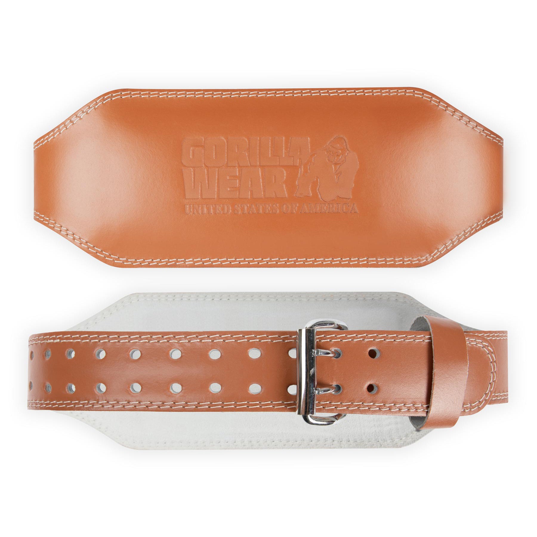 6 Inch Padded Leather Belt, brown