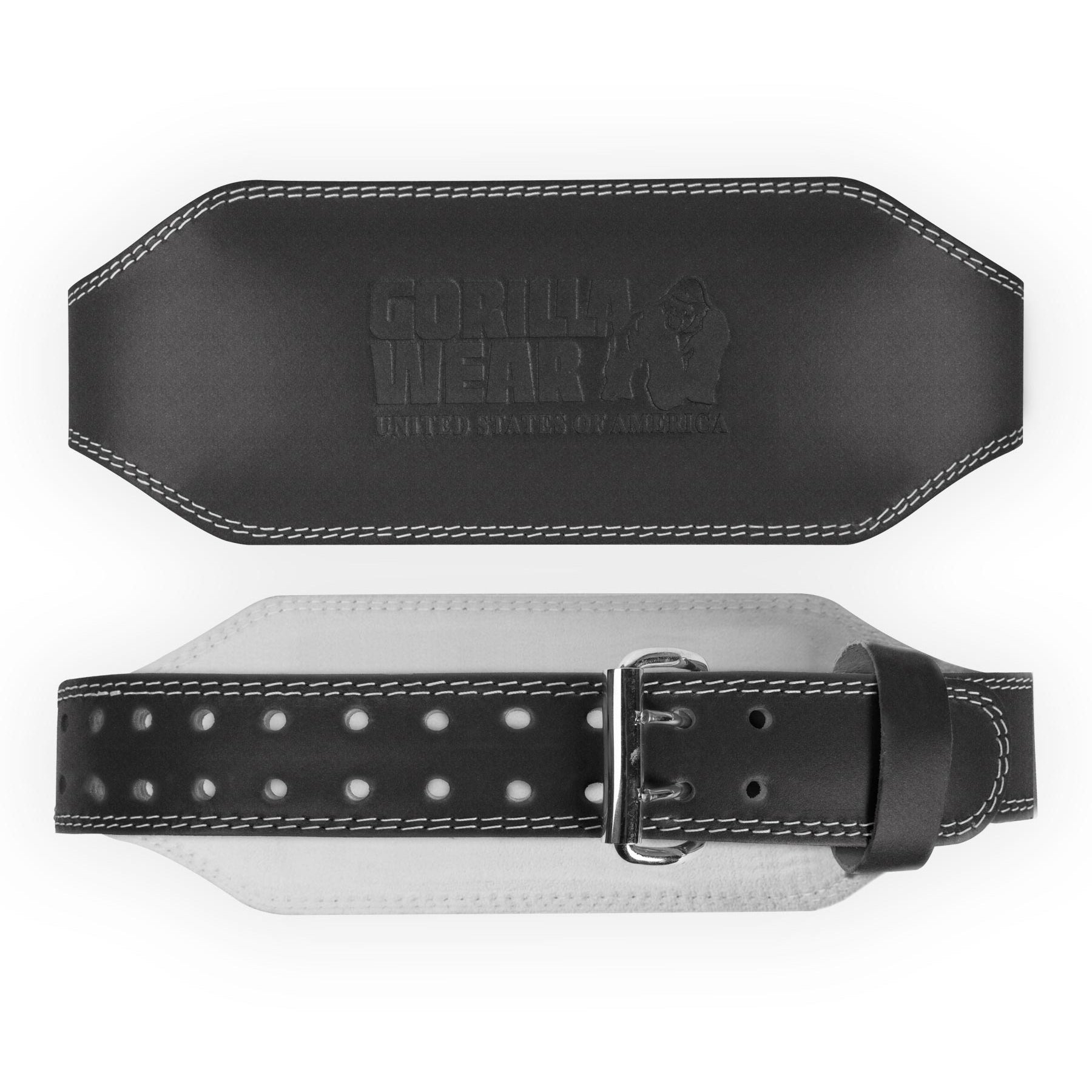 6 Inch Padded Leather Belt, black/black