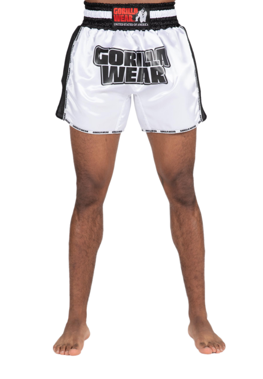 Piru Muay Thai Shorts, white/black