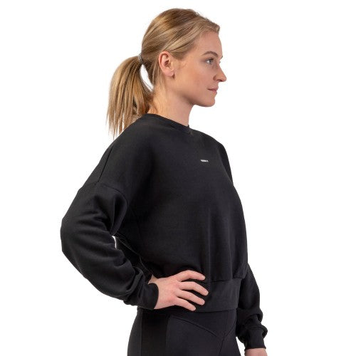 Loose Fit Sweatshirt "Feeling Good", black