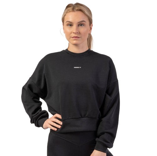 Loose Fit Sweatshirt "Feeling Good", black