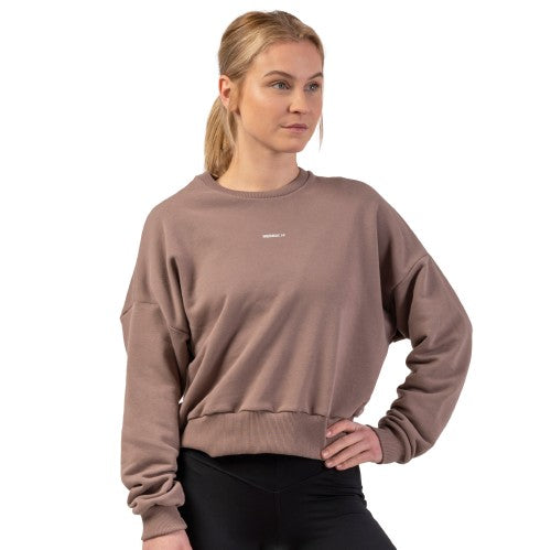 Loose Fit Sweatshirt "Feeling Good", brown