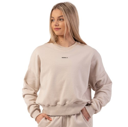 Loose Fit Sweatshirt "Feeling Good", cream