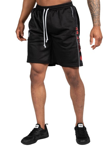 Functional Mesh Shorts, black/red