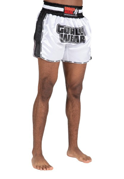 Piru Muay Thai Shorts, white/black