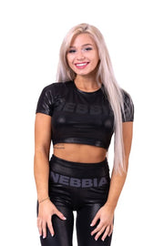 Glossy Crop Top, black