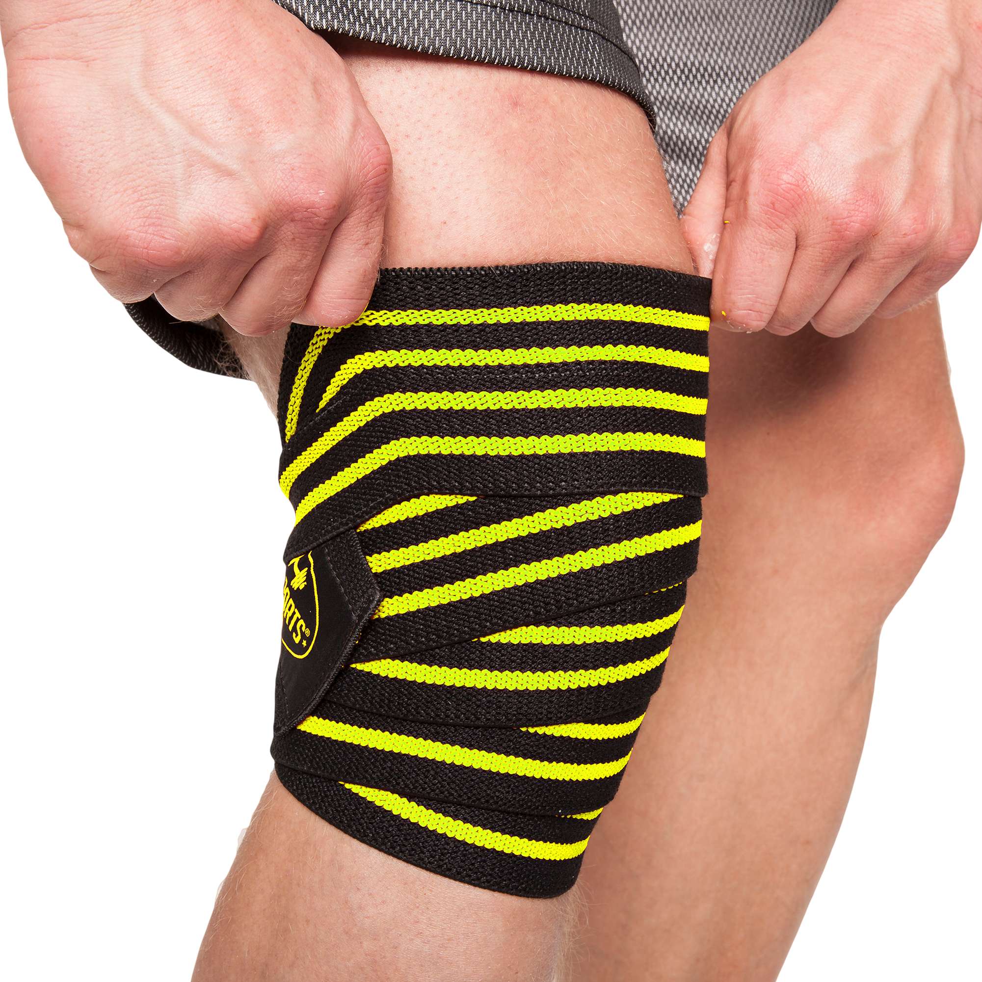 Knee Wraps, black/yellow, 2 m