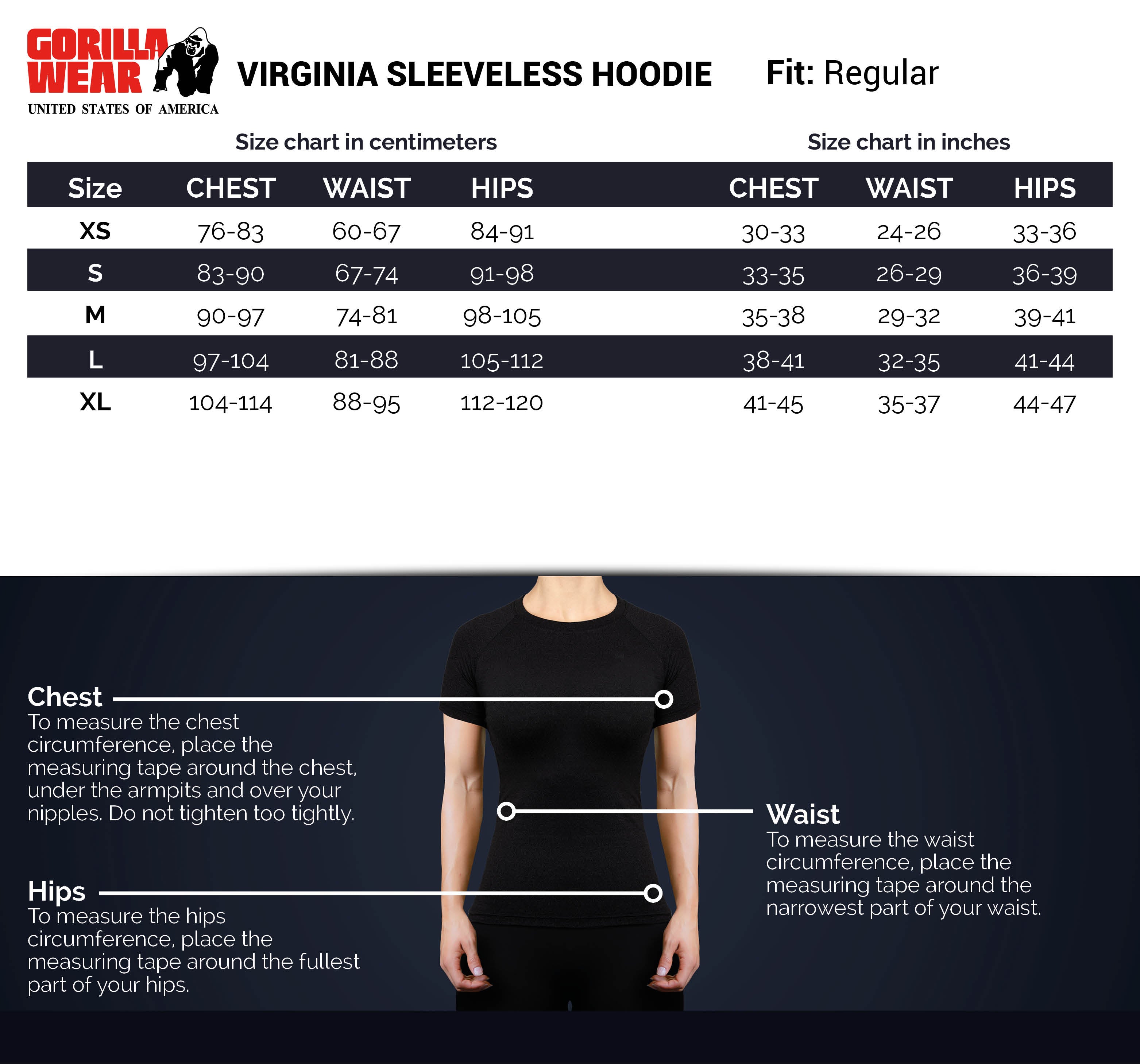 Virginia Sleeveless Hoodie, black